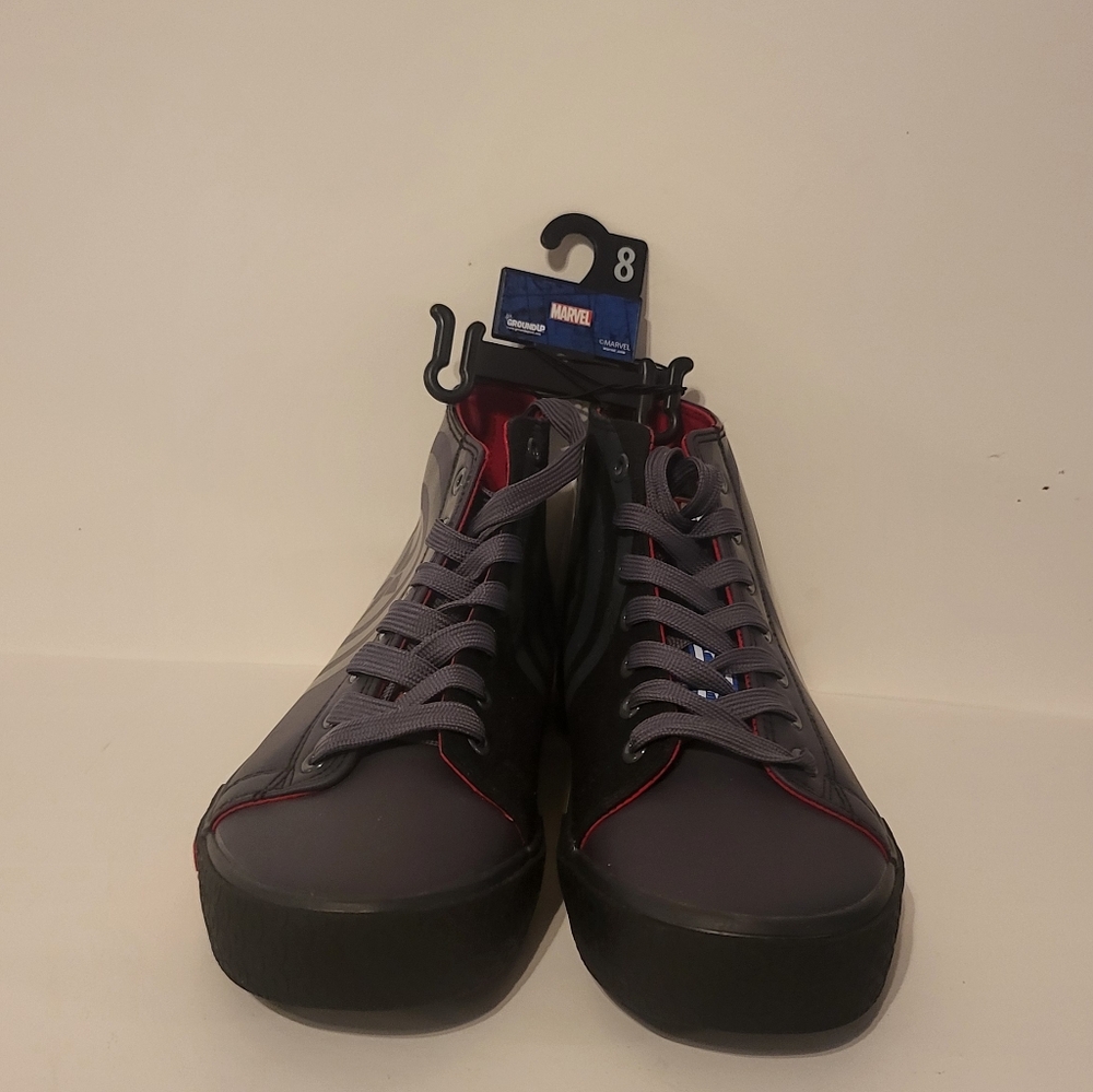 8 Size Marvel Gray and Red Sneakers with Lace-Up Design